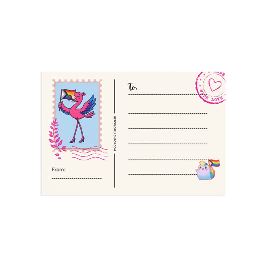 Franny Flamingo Pride Illustrated Postcards