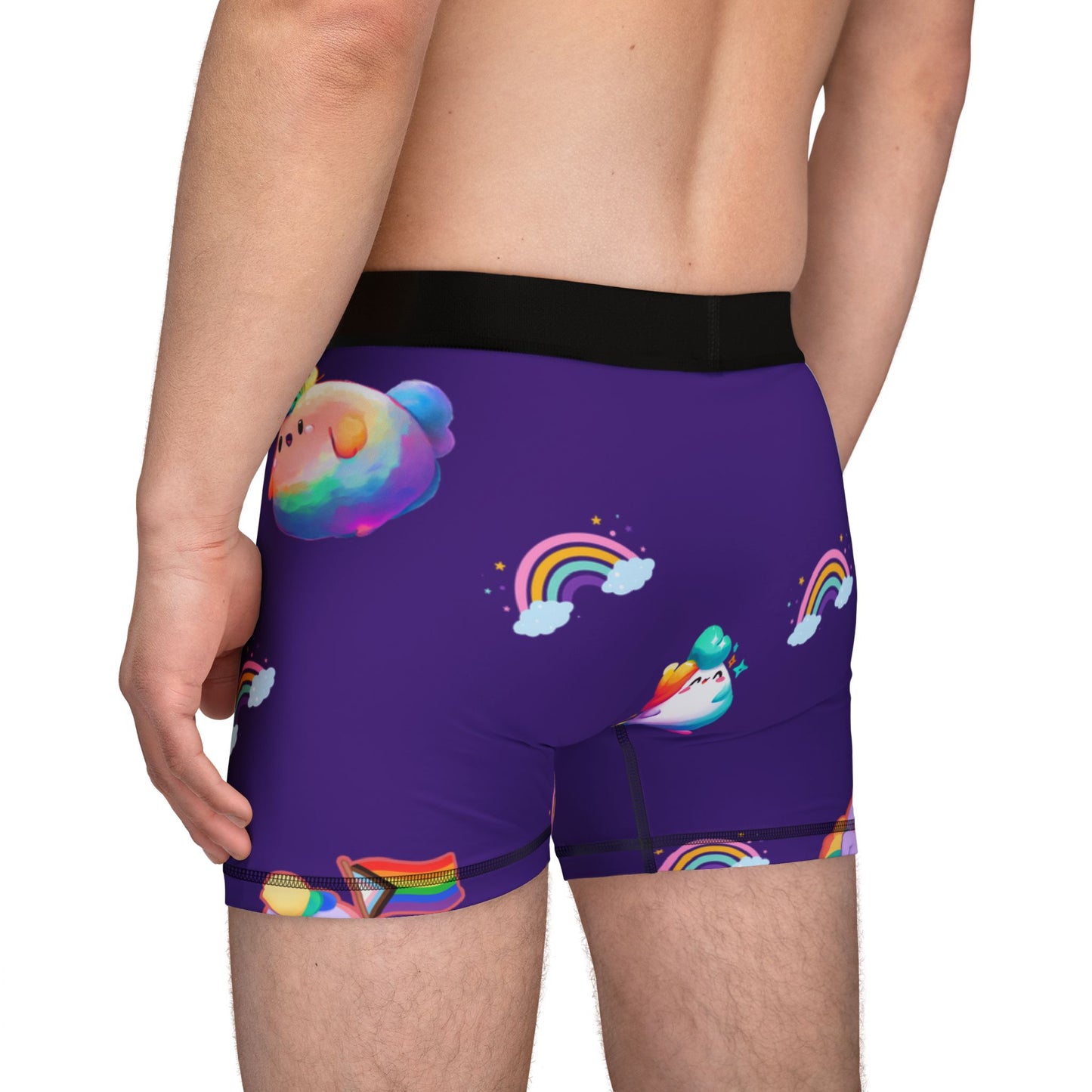 Rainbow Puffs Deep Purple Men's Boxers (AOP)