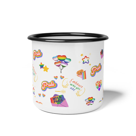 Rainbow Pride Embrace Enamel Camp Cup