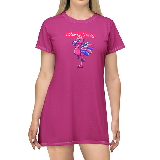 Classy & Sassy Flamingo (Women's Cut) T-Shirt Dress