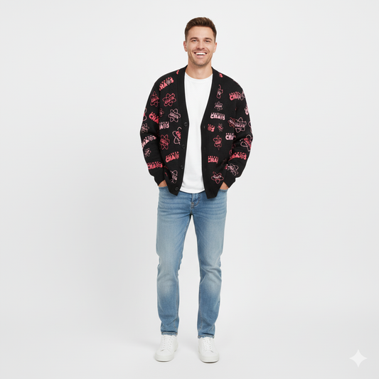 Colorful Chaos All Over Knitted Cardigan