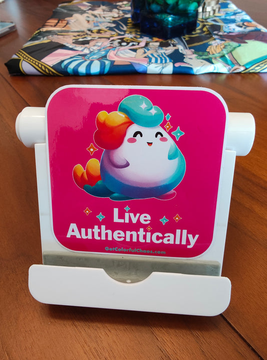 Live Authentically Rainbow Puff Sticker