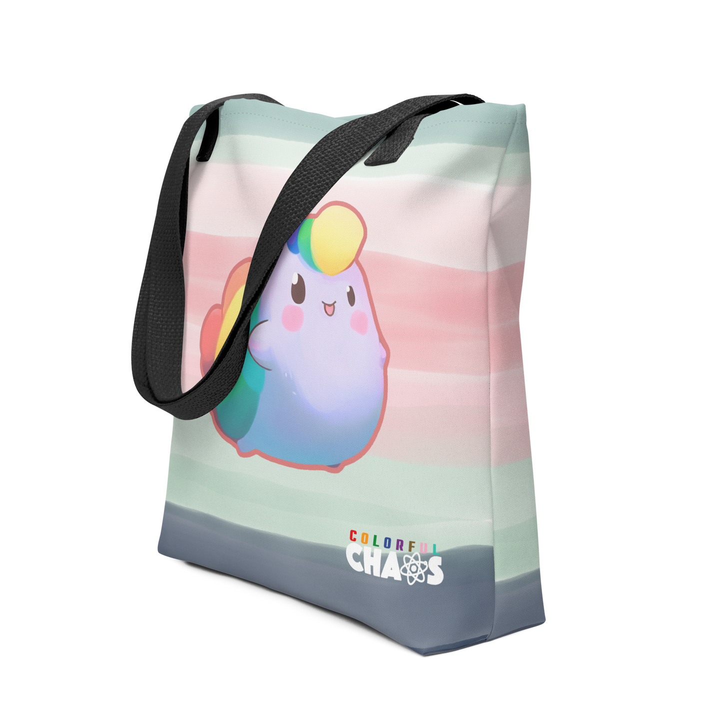 Colorful Chaos Rainbow Puff Tote Bag