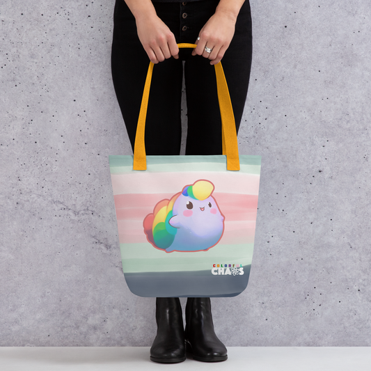 Colorful Chaos Rainbow Puff Tote Bag