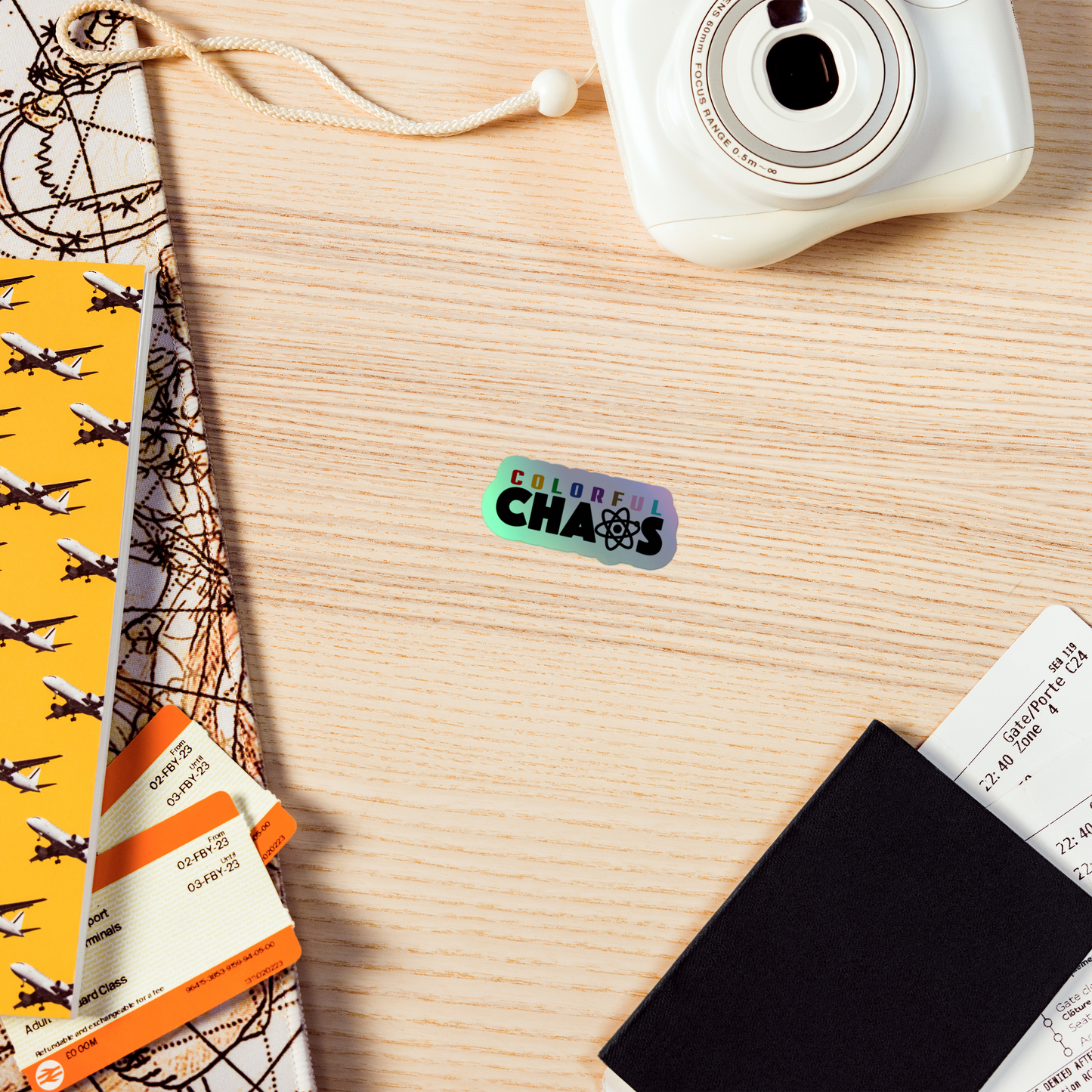 Colorful Chaos Vertical Logo Holographic Sticker