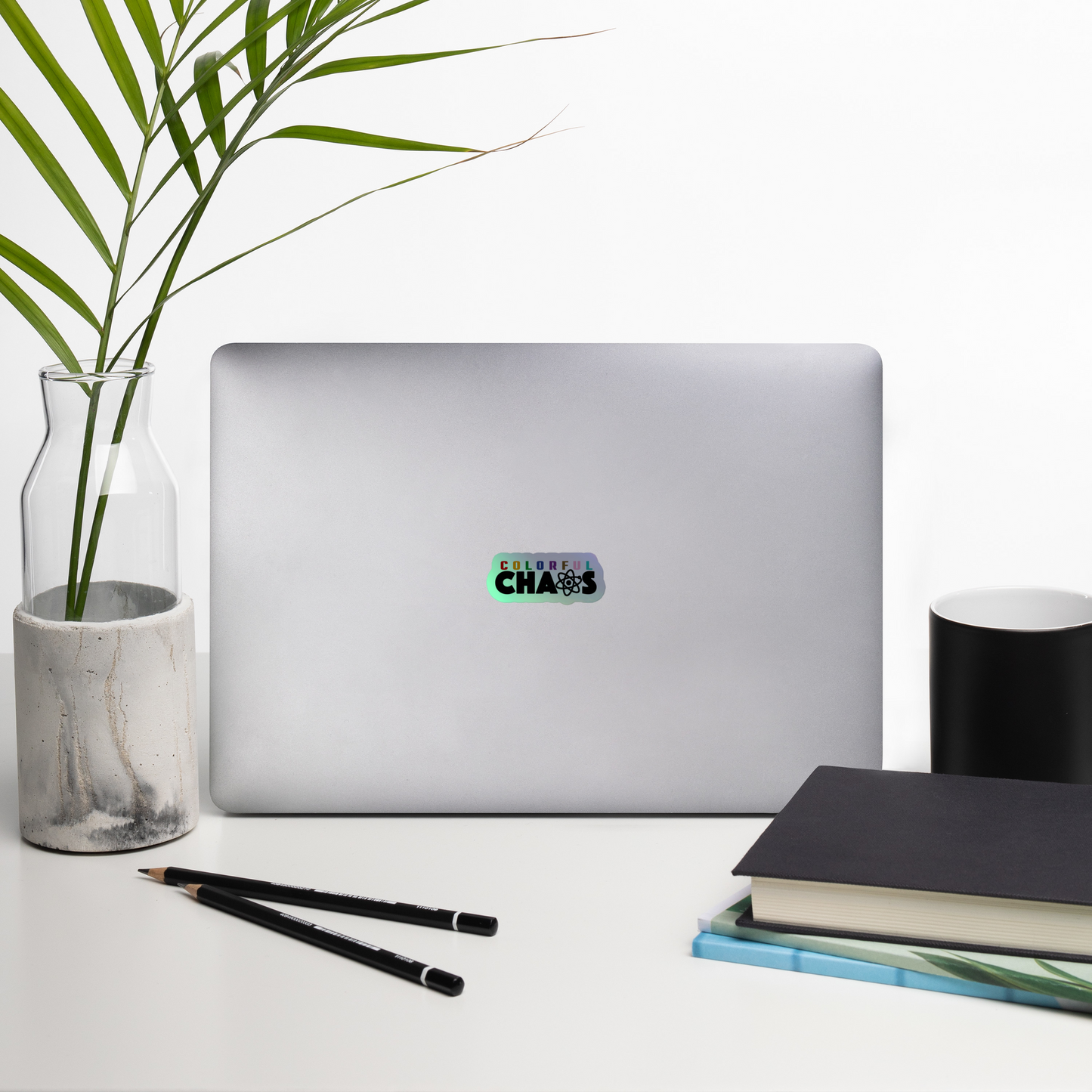 Colorful Chaos Vertical Logo Holographic Sticker
