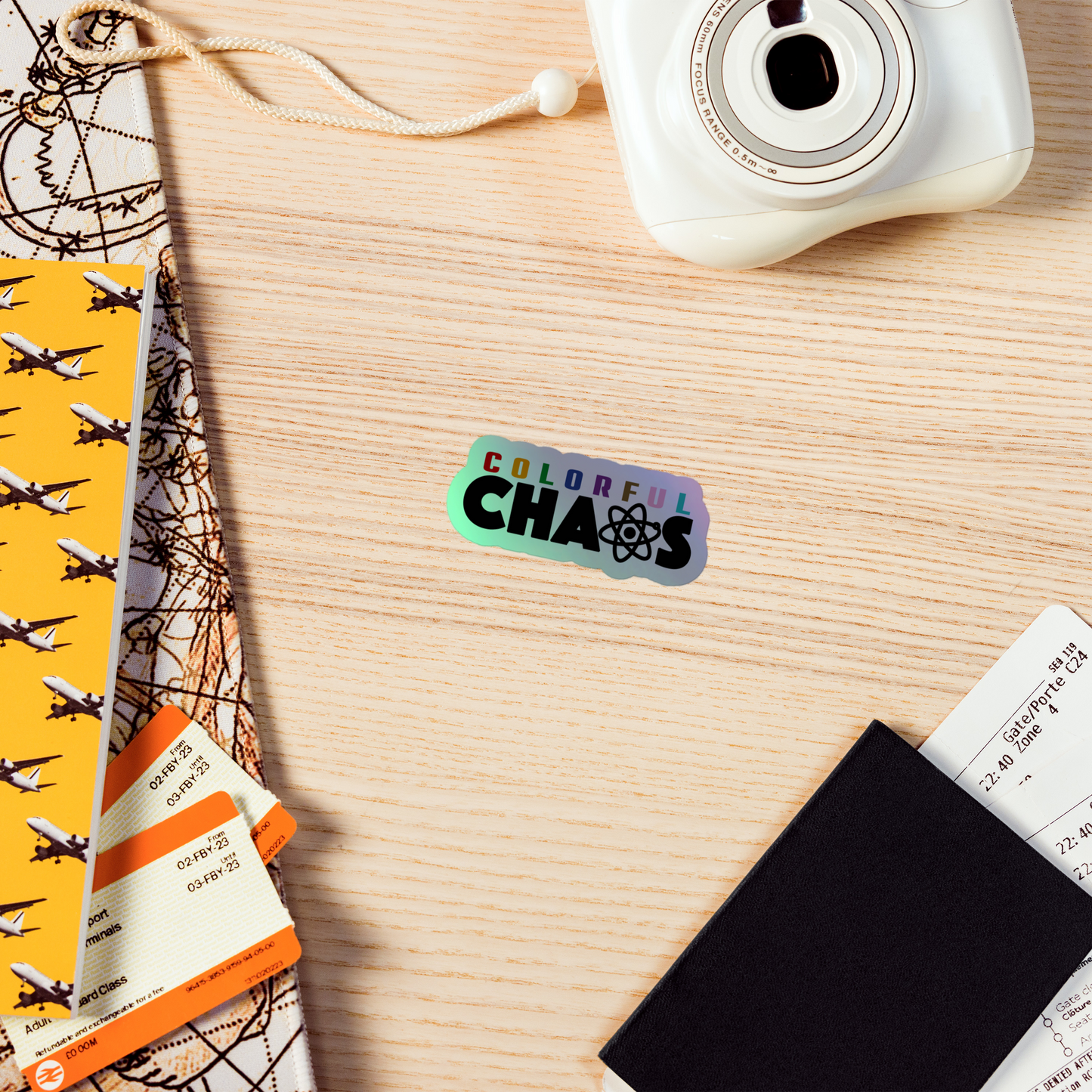 Colorful Chaos Vertical Logo Holographic Sticker