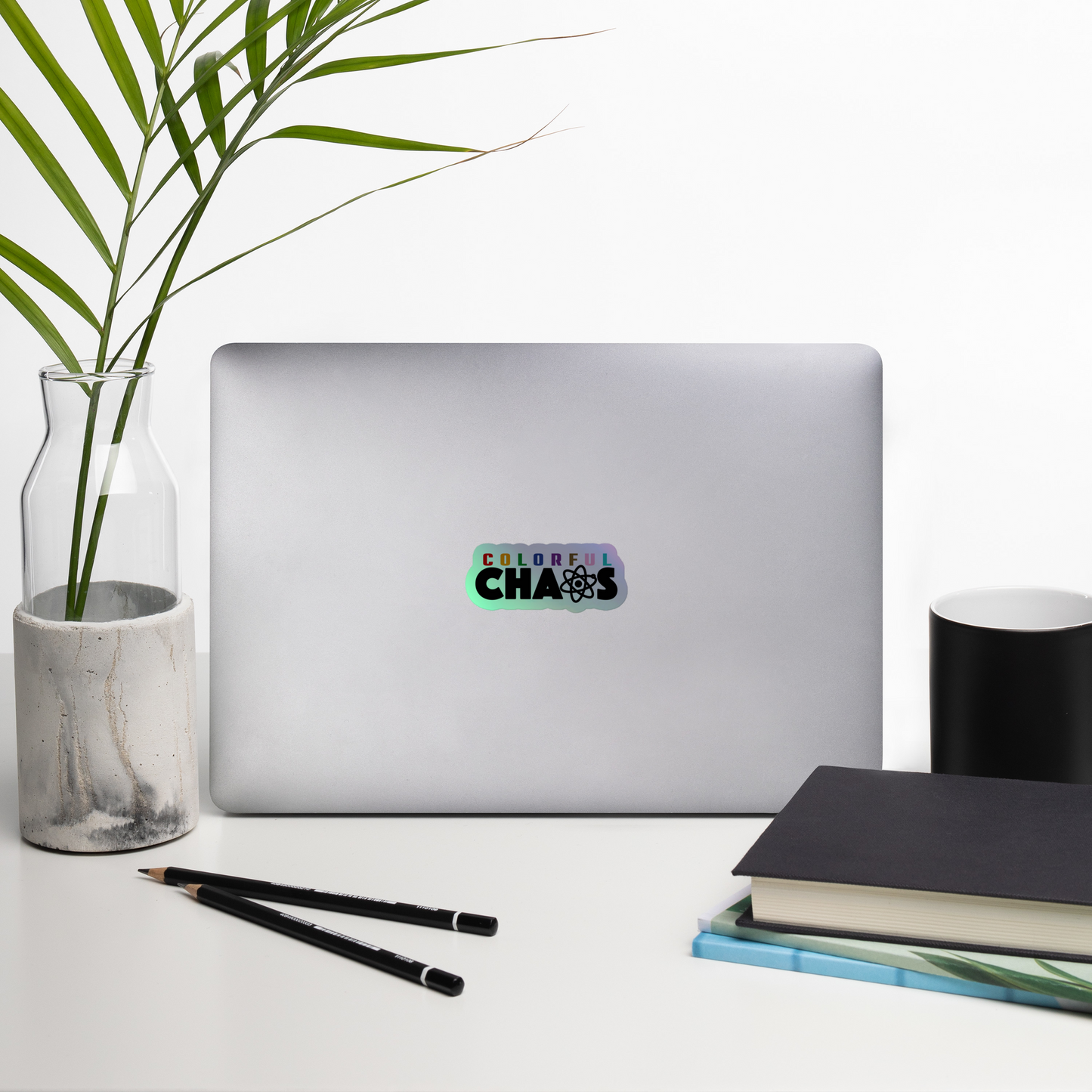 Colorful Chaos Vertical Logo Holographic Sticker