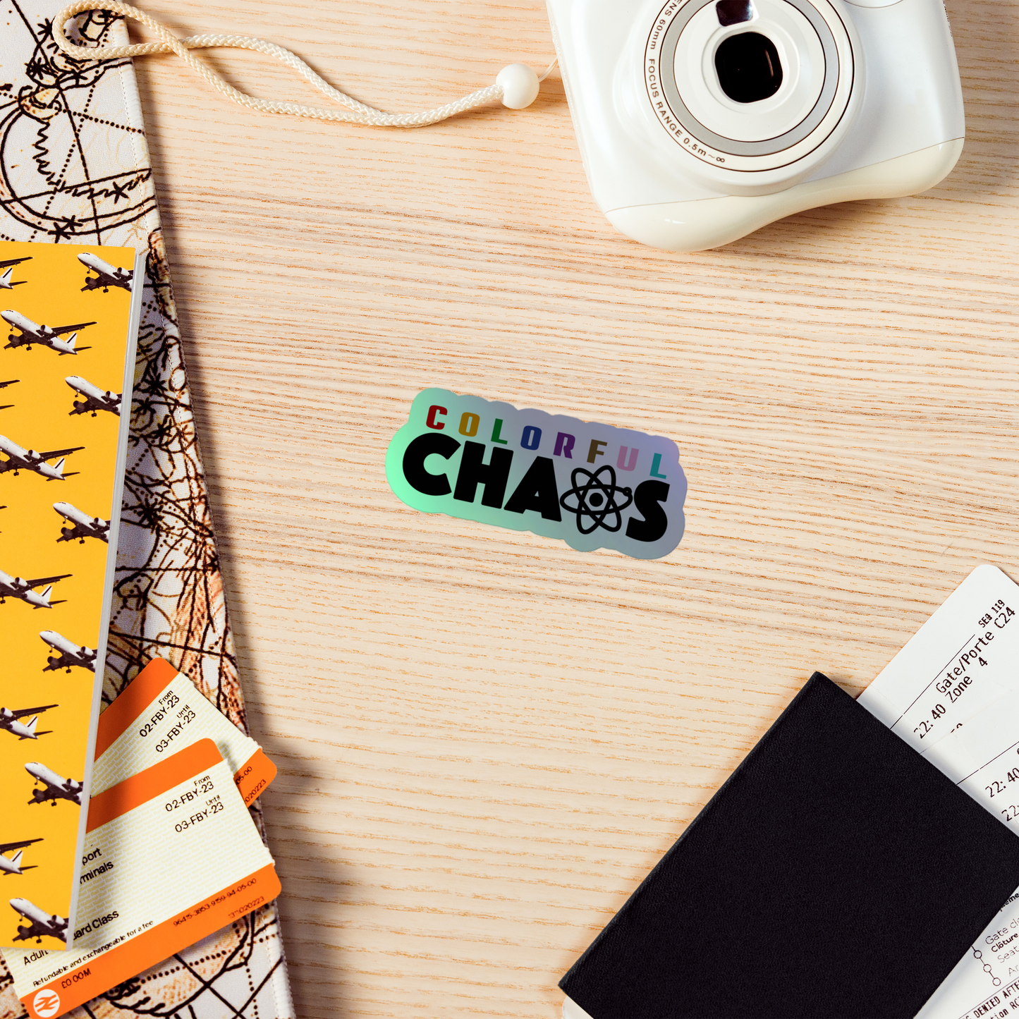 Colorful Chaos Vertical Logo Holographic Sticker