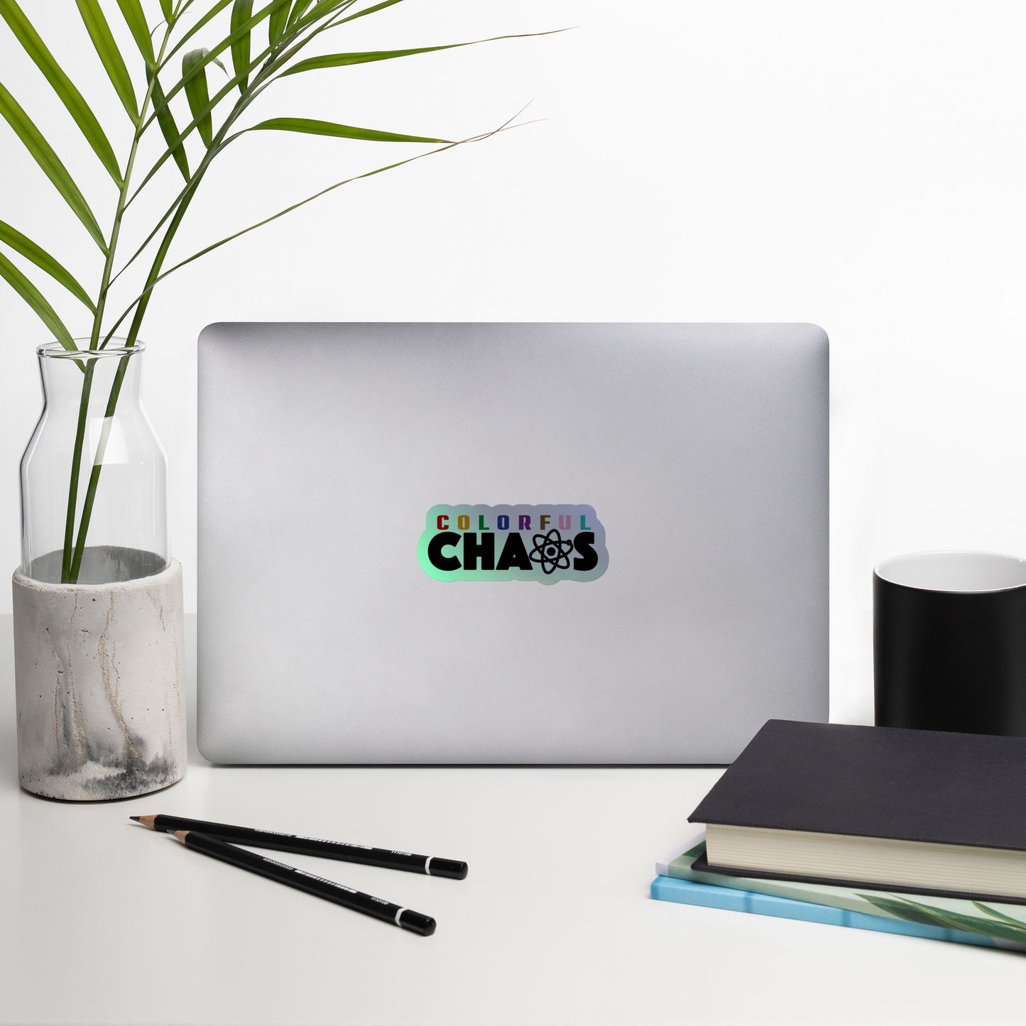 Colorful Chaos Vertical Logo Holographic Sticker