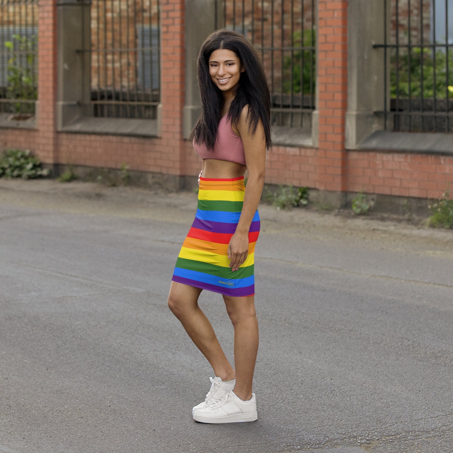 Pride Rainbow Mid-Waist Pencil Skirt