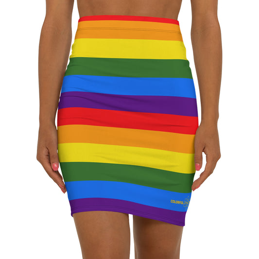 Pride Rainbow Mid-Waist Pencil Skirt