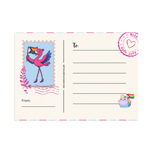 Franny Flamingo Pride Illustrated Postcards