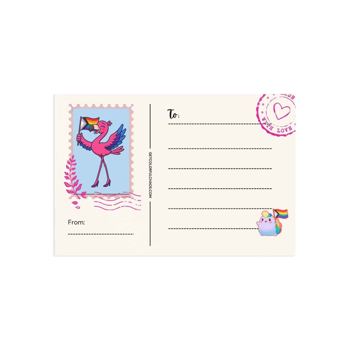 Franny Flamingo Pride Illustrated Postcards