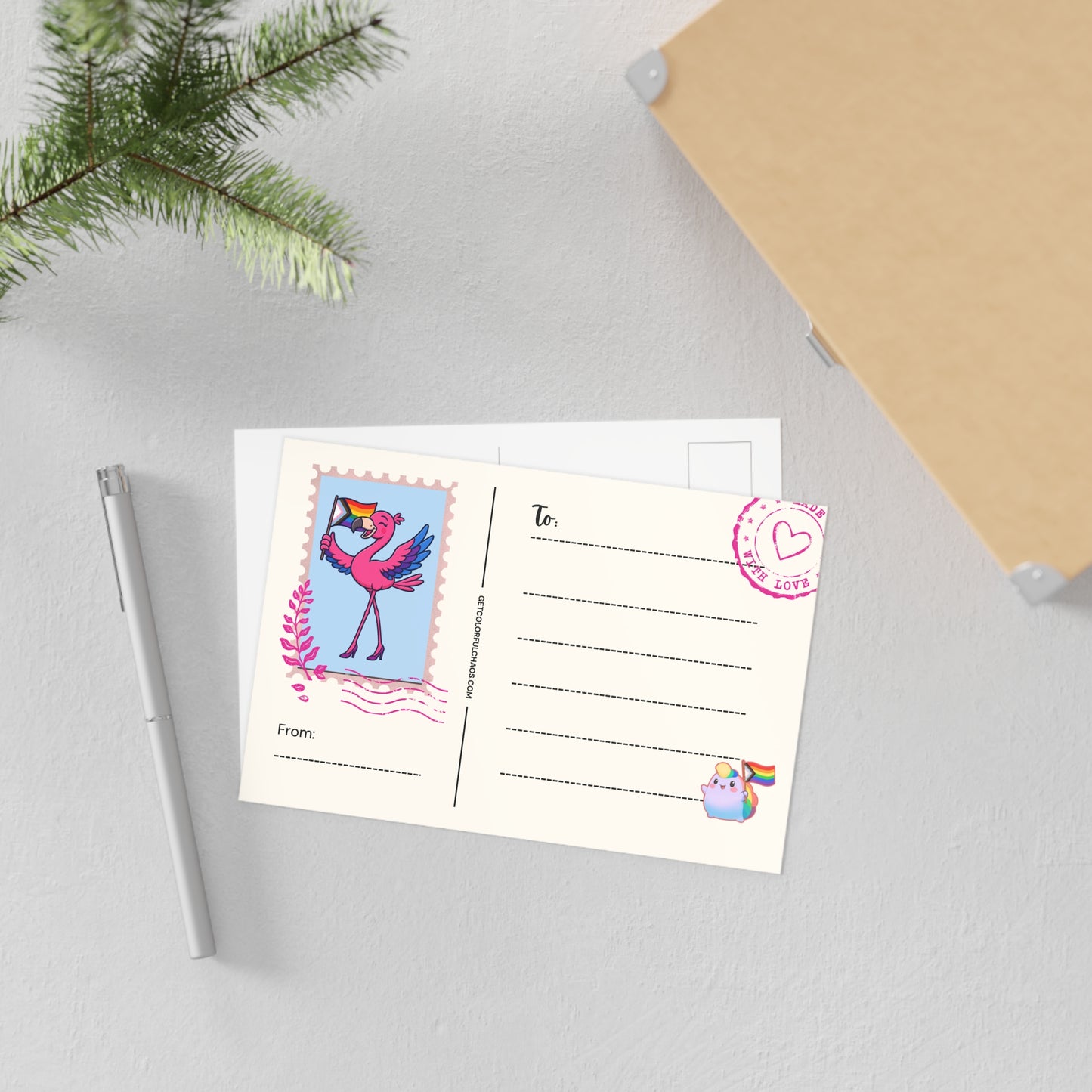 Franny Flamingo Pride Illustrated Postcards