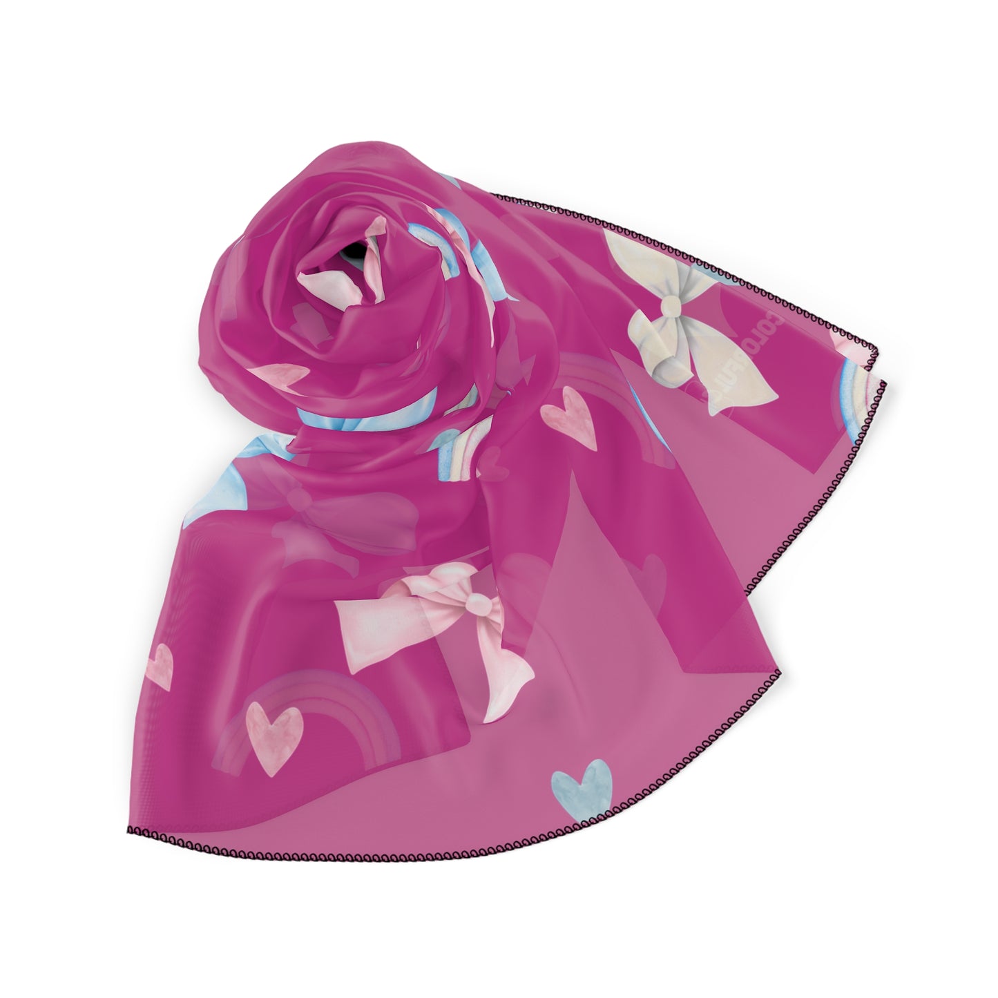 Trans Rainbow Bow Poly Scarf