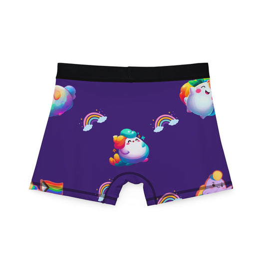 Rainbow Puffs Deep Purple Men's Boxers (AOP)
