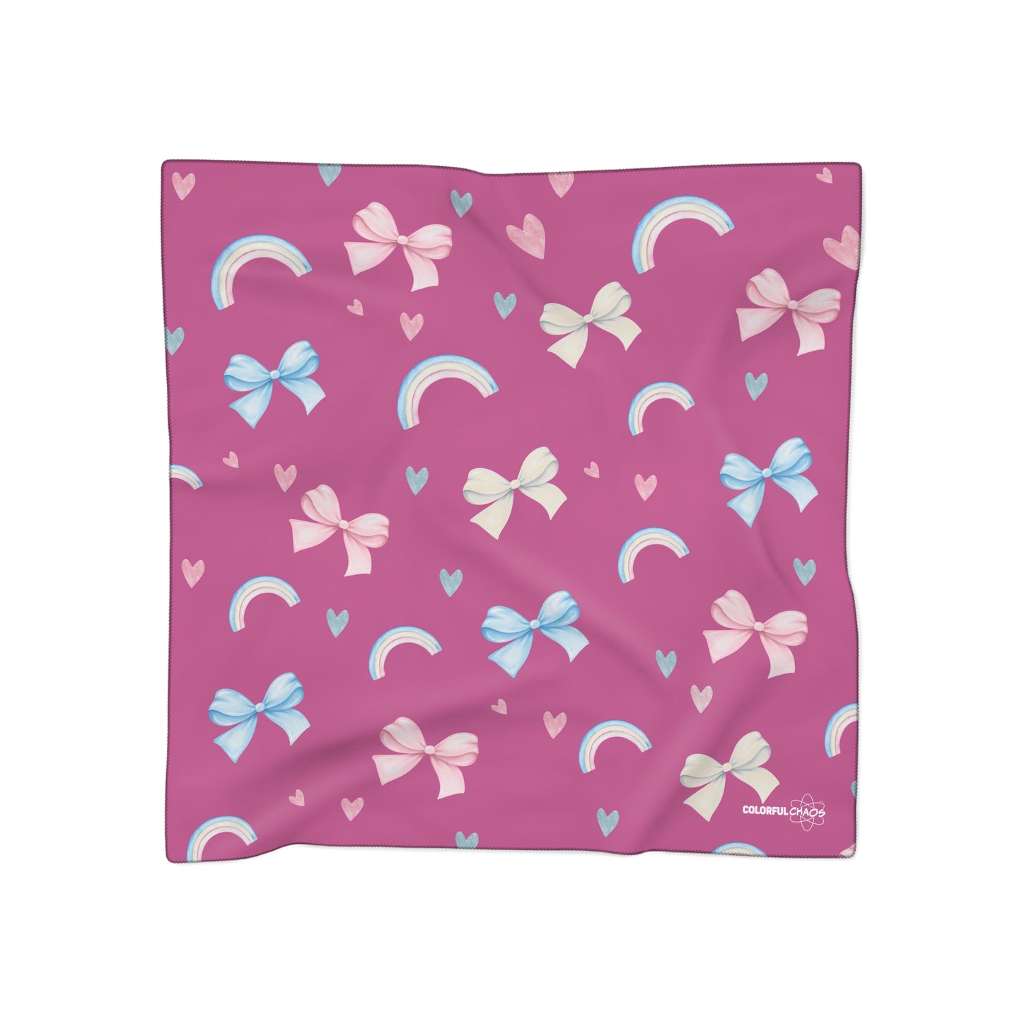 Trans Rainbow Bow Poly Scarf