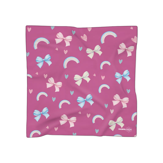 Trans Rainbow Bow Poly Scarf