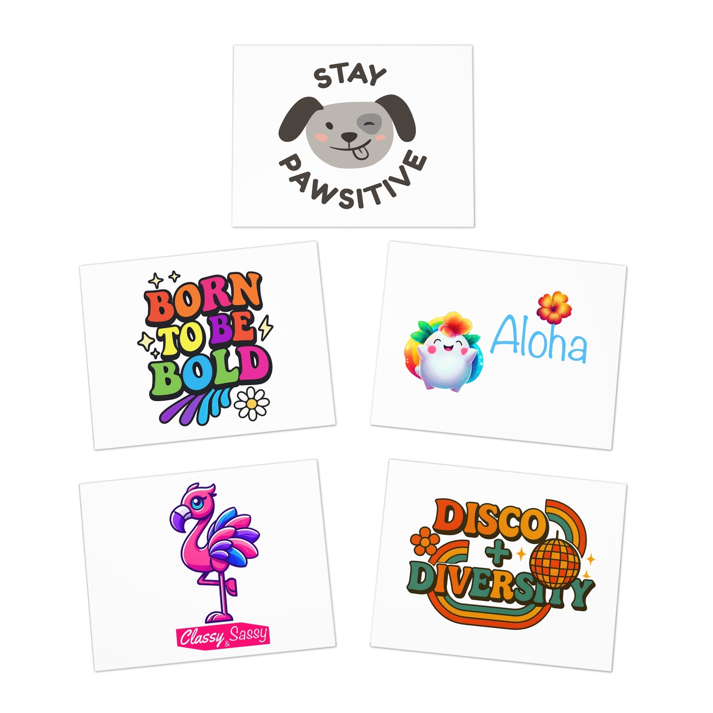 Colorful Chaos Multi-Design Greeting Cards (5-Pack)