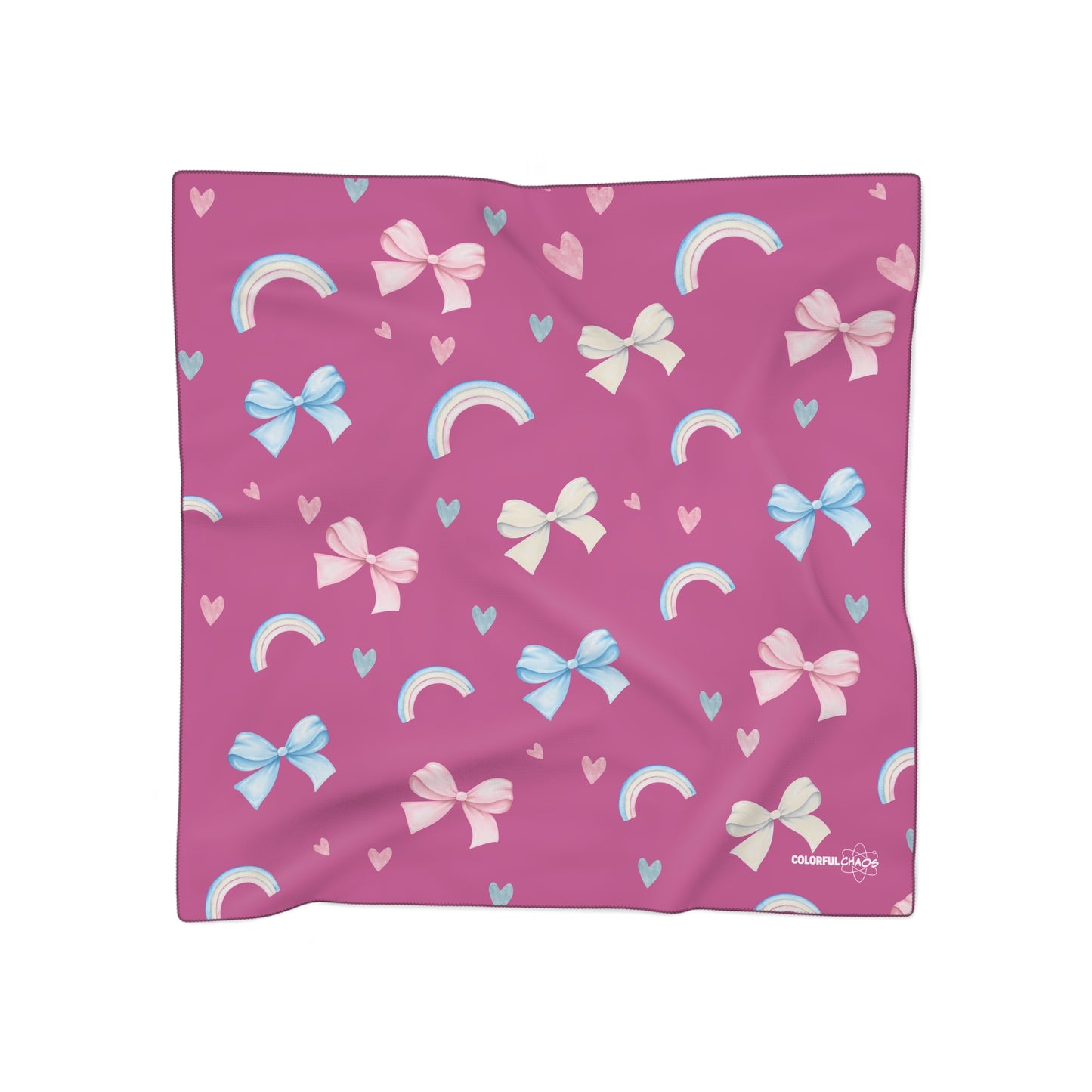 Trans Rainbow Bow Poly Scarf