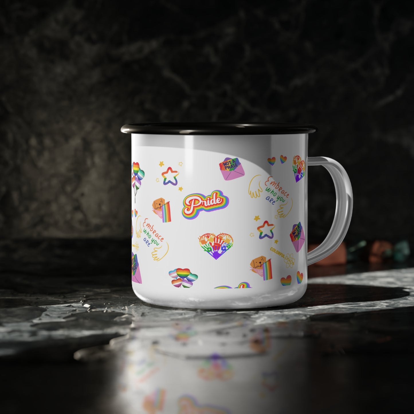 Rainbow Pride Embrace Enamel Camp Cup