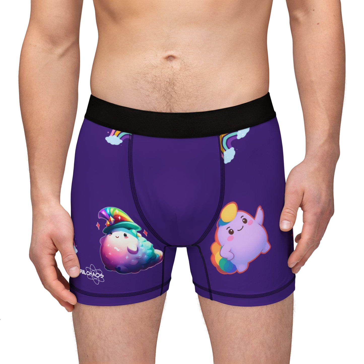 Rainbow Puffs Deep Purple Men's Boxers (AOP)