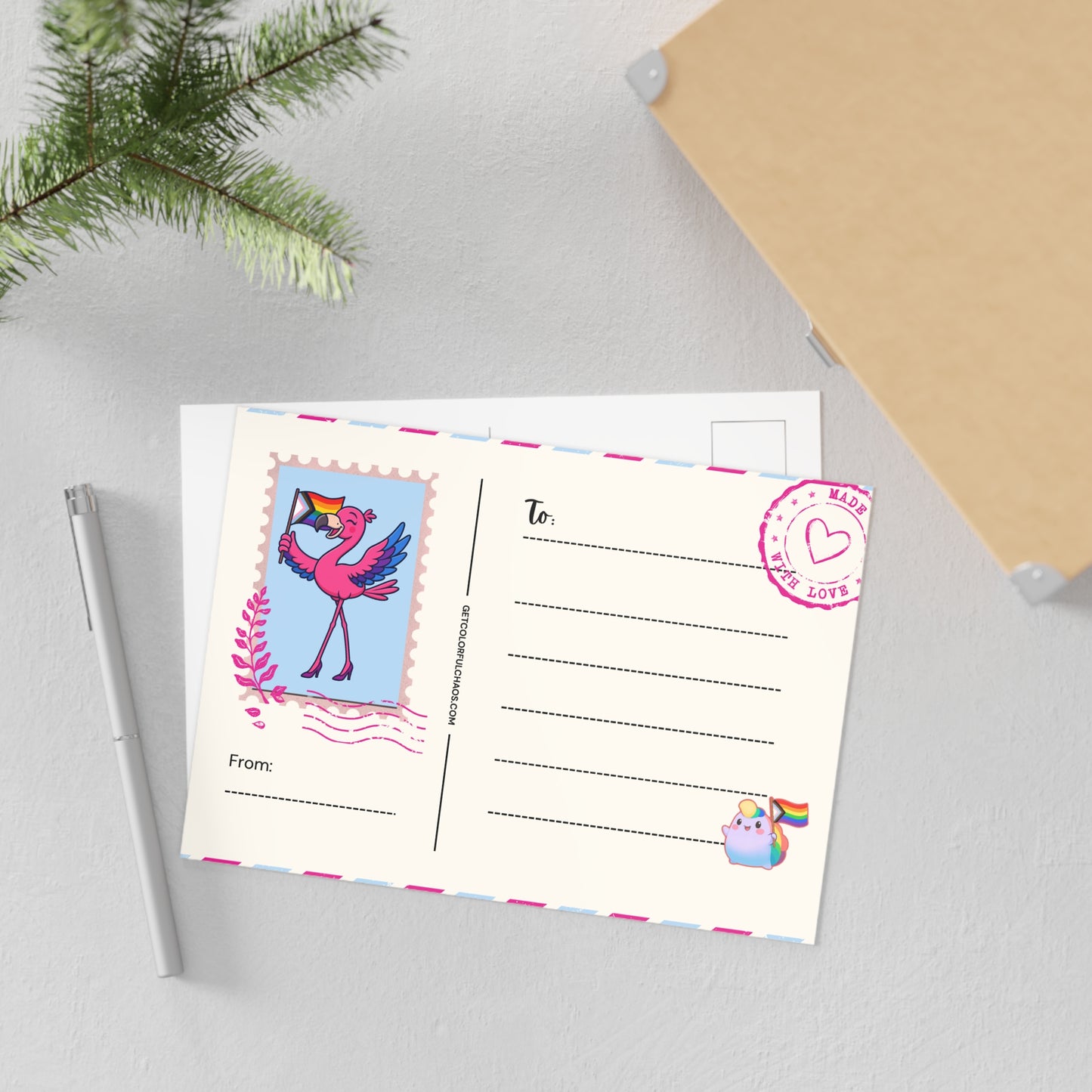 Franny Flamingo Pride Illustrated Postcards