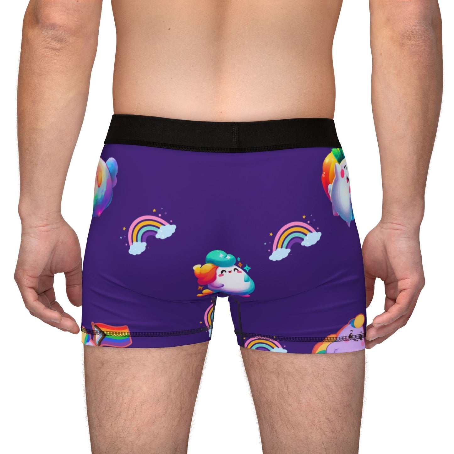 Rainbow Puffs Deep Purple Men's Boxers (AOP)