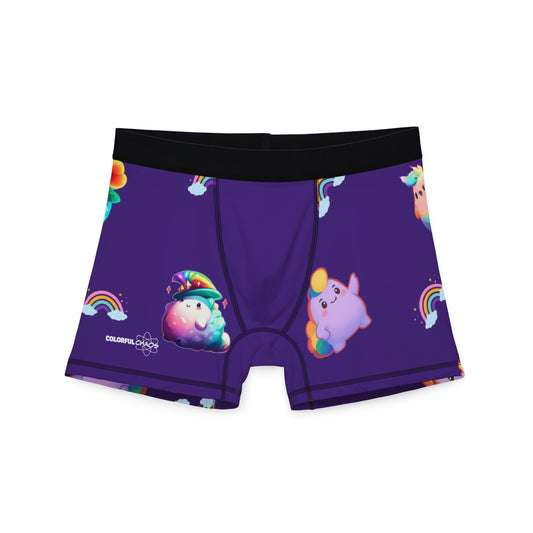 Rainbow Puffs Deep Purple Men's Boxers (AOP)