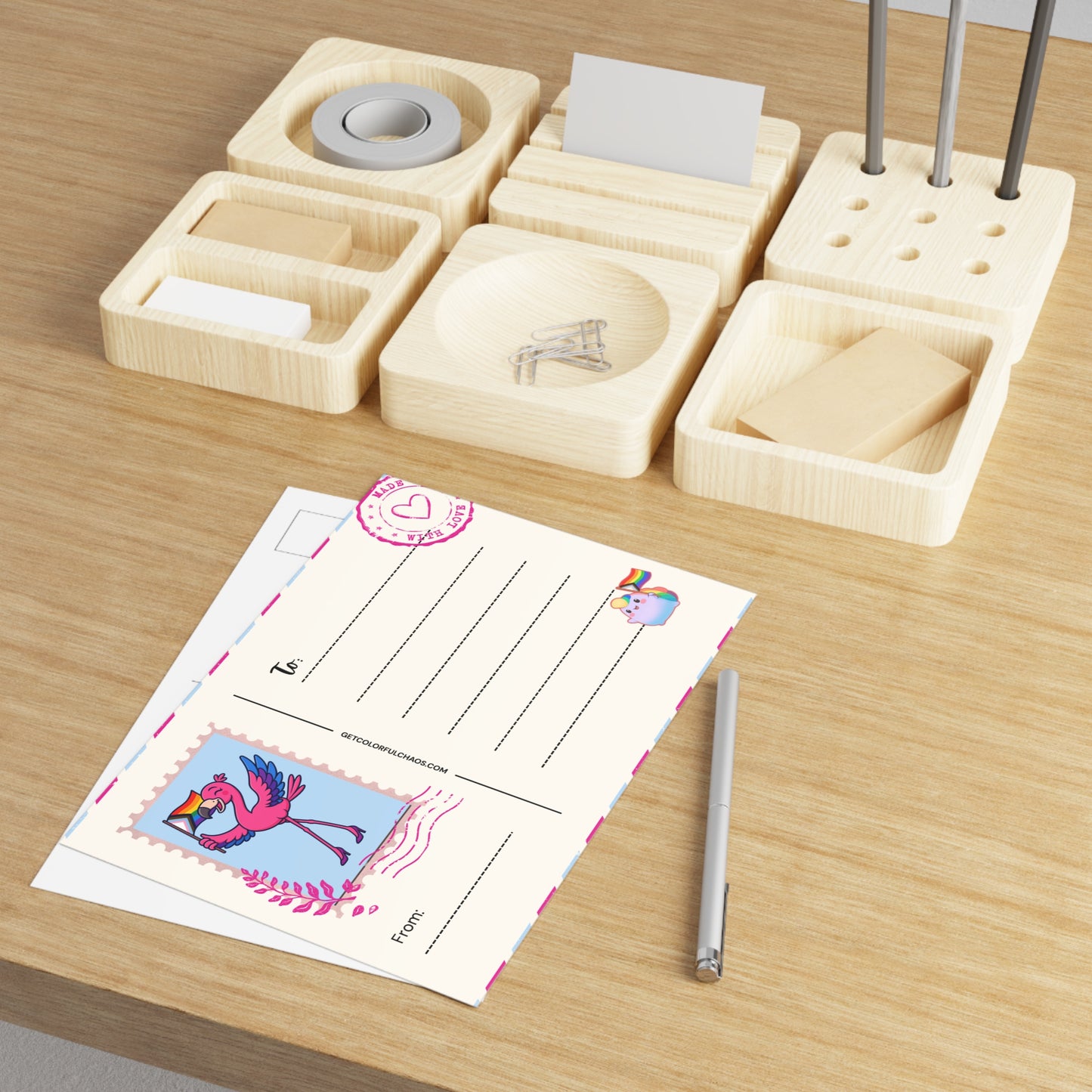 Franny Flamingo Pride Illustrated Postcards