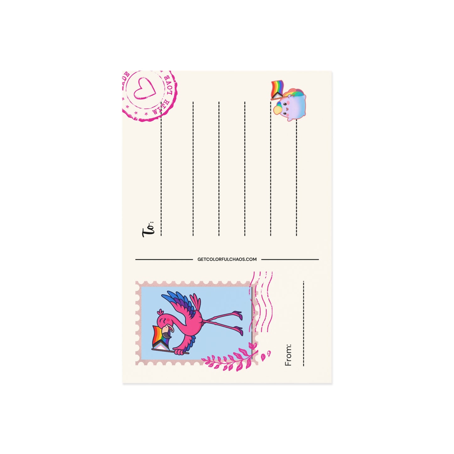 Franny Flamingo Pride Illustrated Postcards
