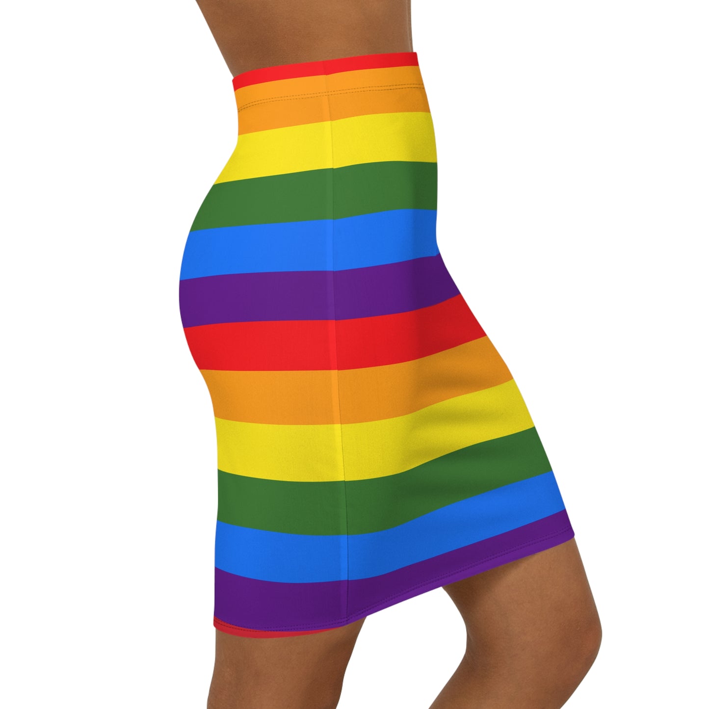 Pride Rainbow Mid-Waist Pencil Skirt