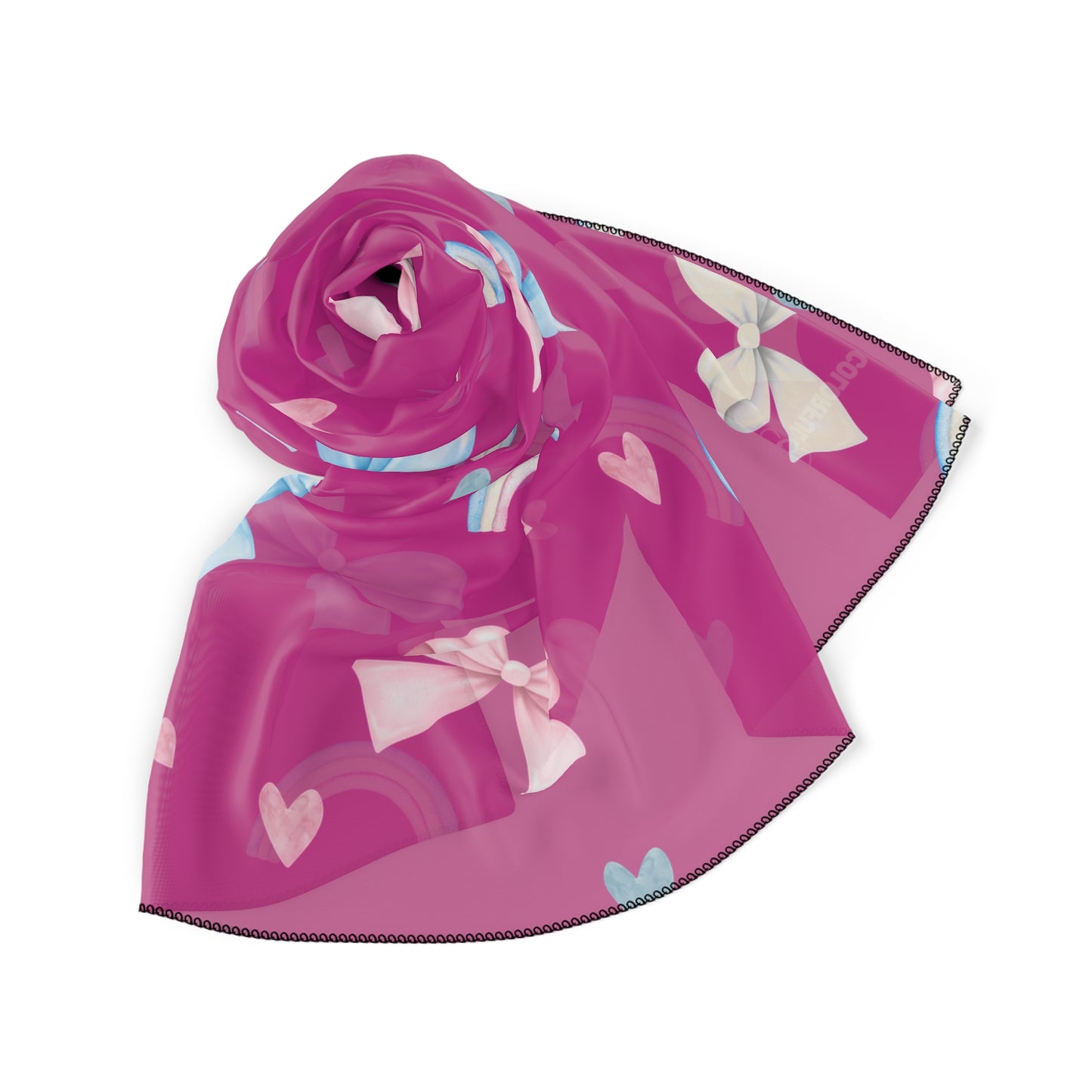 Trans Rainbow Bow Poly Scarf