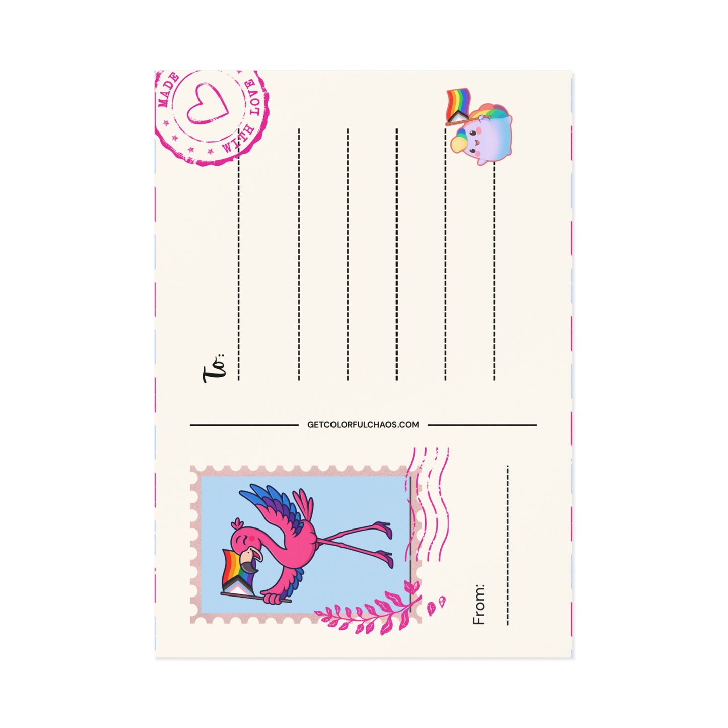Franny Flamingo Pride Illustrated Postcards