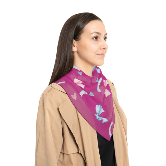 Trans Rainbow Bow Poly Scarf
