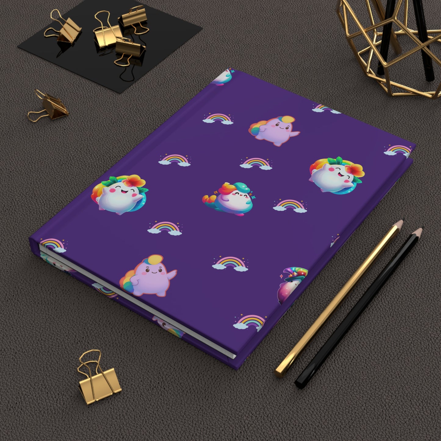 Nibby Rainbow Puffs Deep Purple Hardcover Journal