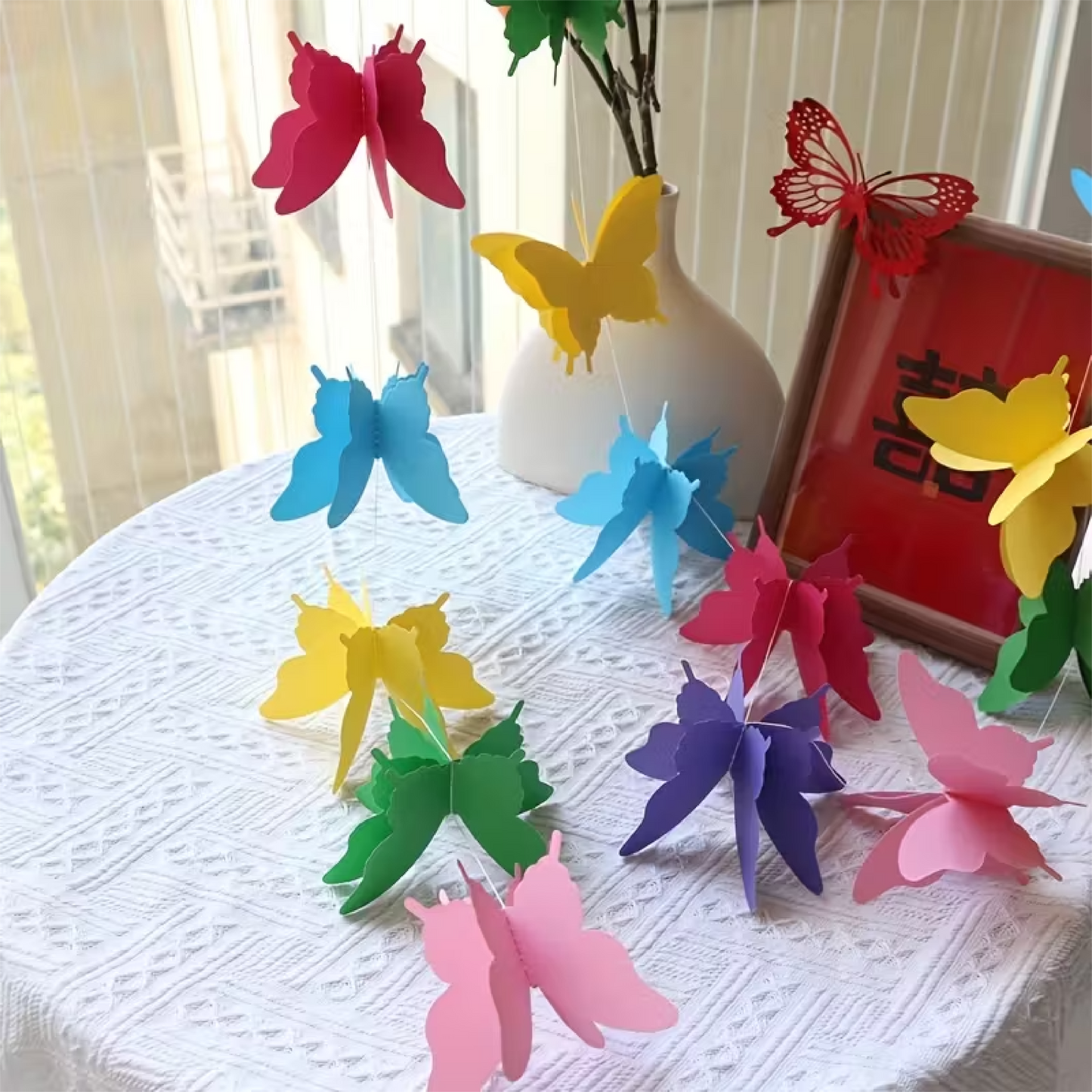 Rainbow Butterfly Paper Garland – Colorful Chaos Party Décor