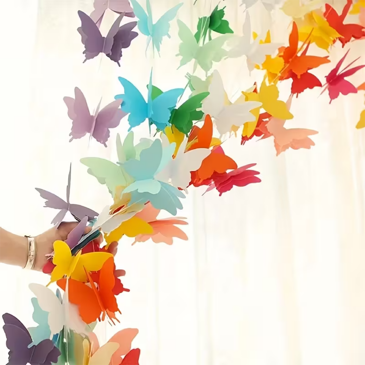 Rainbow Butterfly Paper Garland – Colorful Chaos Party Décor