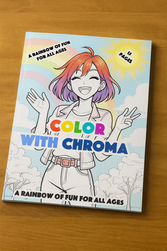Color with Chroma – Joyful Coloring Book (15 Pages)