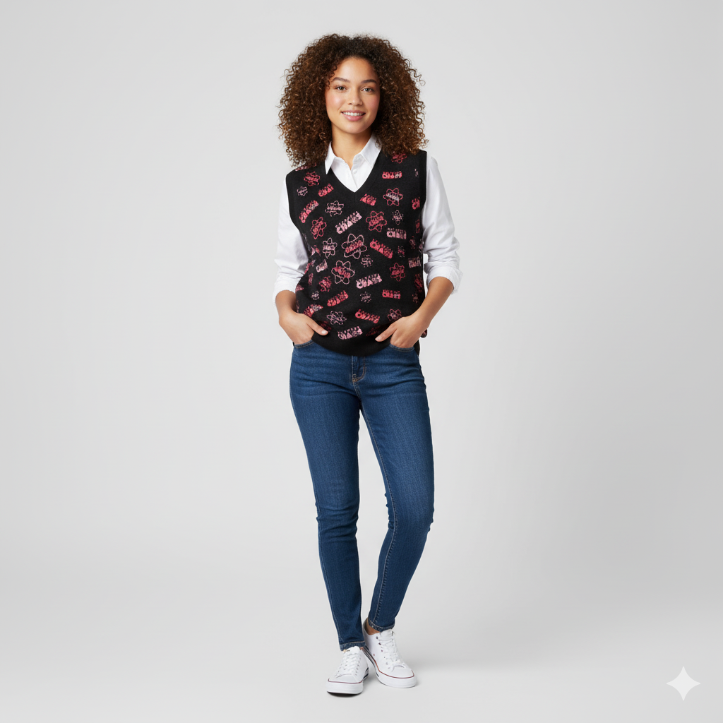 Chaos Logo All Over Knit V-neck Vest