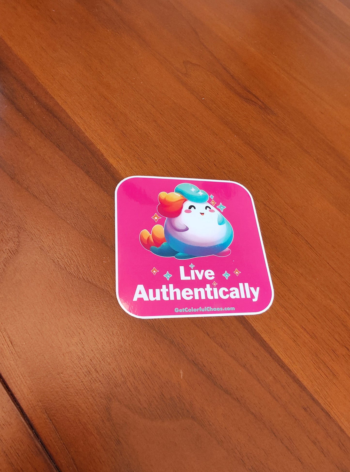 Live Authentically Rainbow Puff Sticker