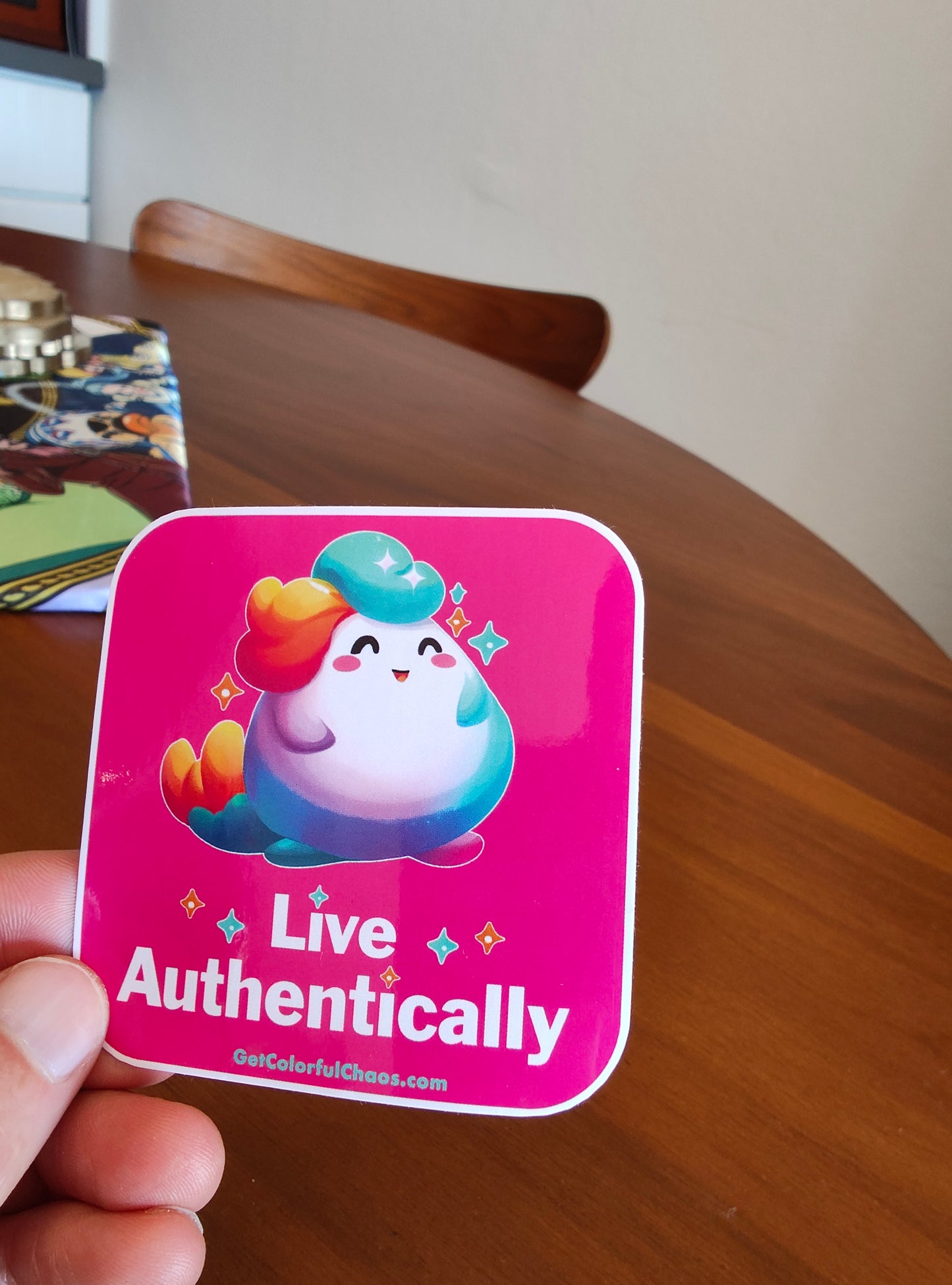 Live Authentically Rainbow Puff Sticker