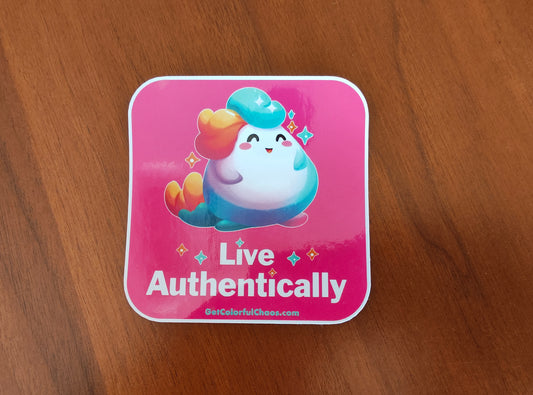 Live Authentically Rainbow Puff Sticker