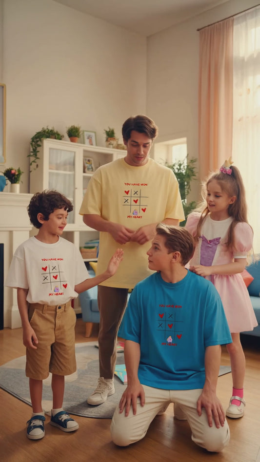 You Have Won My Heart Tic-Tac-Toe Nibby Heart Rainbow Puff  Unisex Soft Style T-Shirt