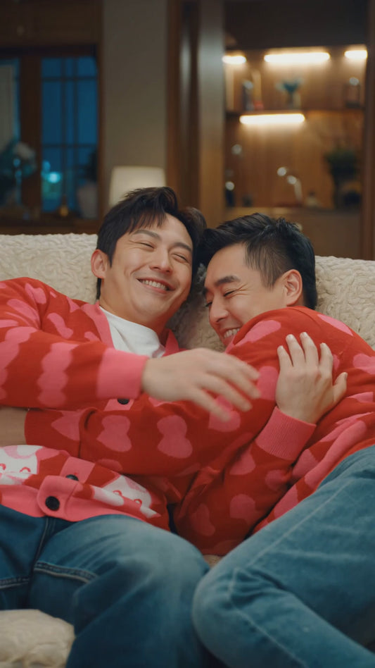 Nibby Heart Rainbow Puff  Knitted Cardigan